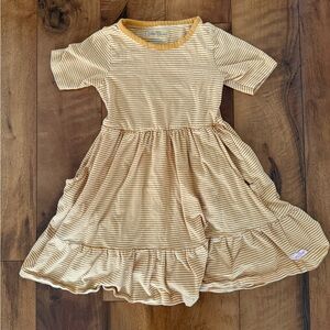 Ruffle Butts Girls Tan stripped dress, 4t